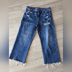 American Eagle Outfitters Dark Blue Wide Leg Crop Jeans